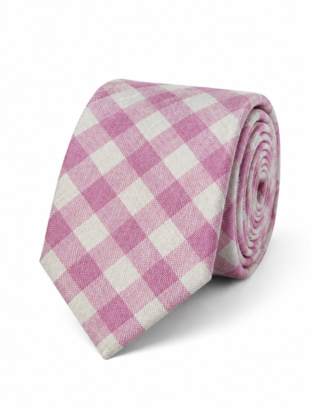 Tommy Hilfiger Gingham Pink Mens Silk Tie Quiet Luxury Handmade Old Money Formal